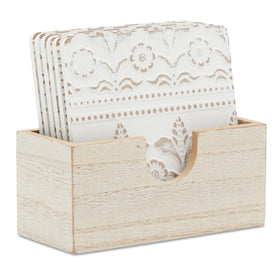 Juvale wooden coasters 6-pack, square 3.8-inch white, protect surfaces.