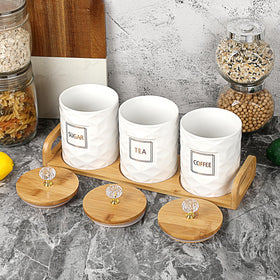 JUXYES decorative canisters brighten counters as stylish storage options.