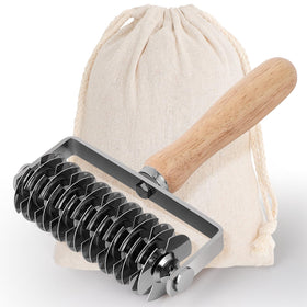 JuyVerq pastry lattice roller cutter creates even pie crust lattice tops.