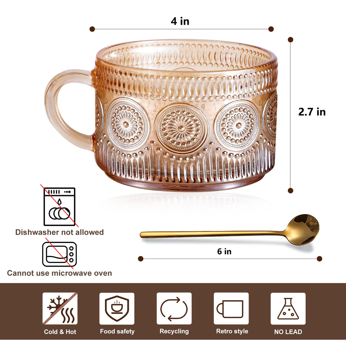 JVJRFQ amber raindrop pattern mug ideal for yogurt or desserts