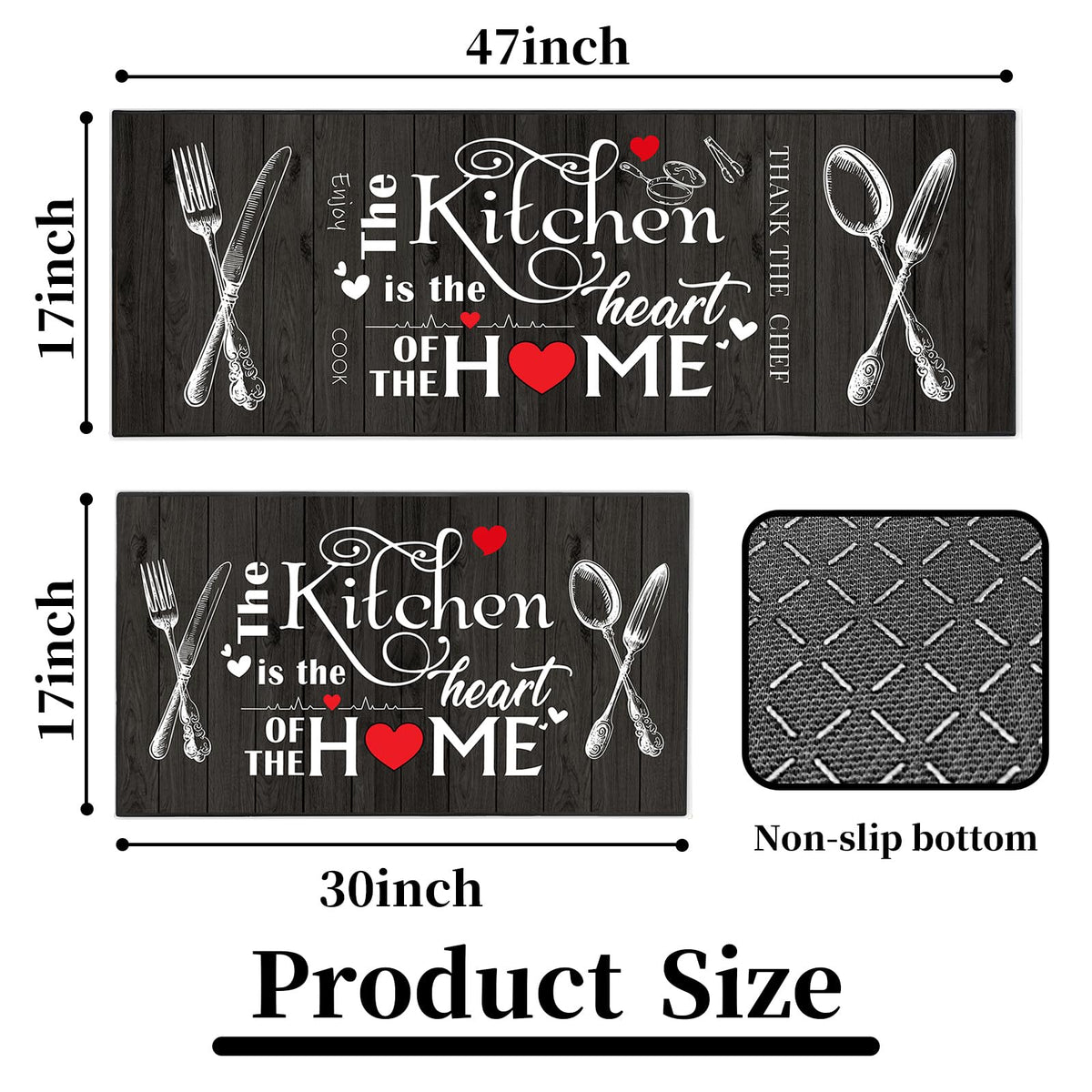 JWXCBIM farmhouse kitchen rug non-slip back keeps floors safe and stable.