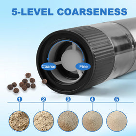 Adjustable grind size knob lets you switch from coarse to fine consistently.