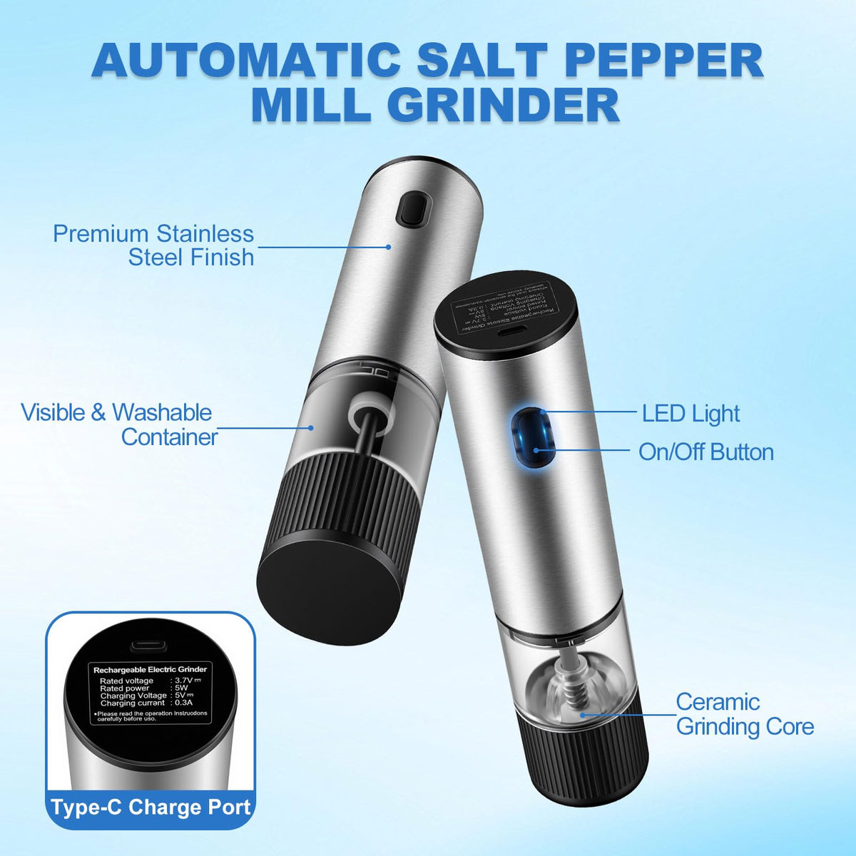 One-hand operation keeps seasoning within reach during cooking.