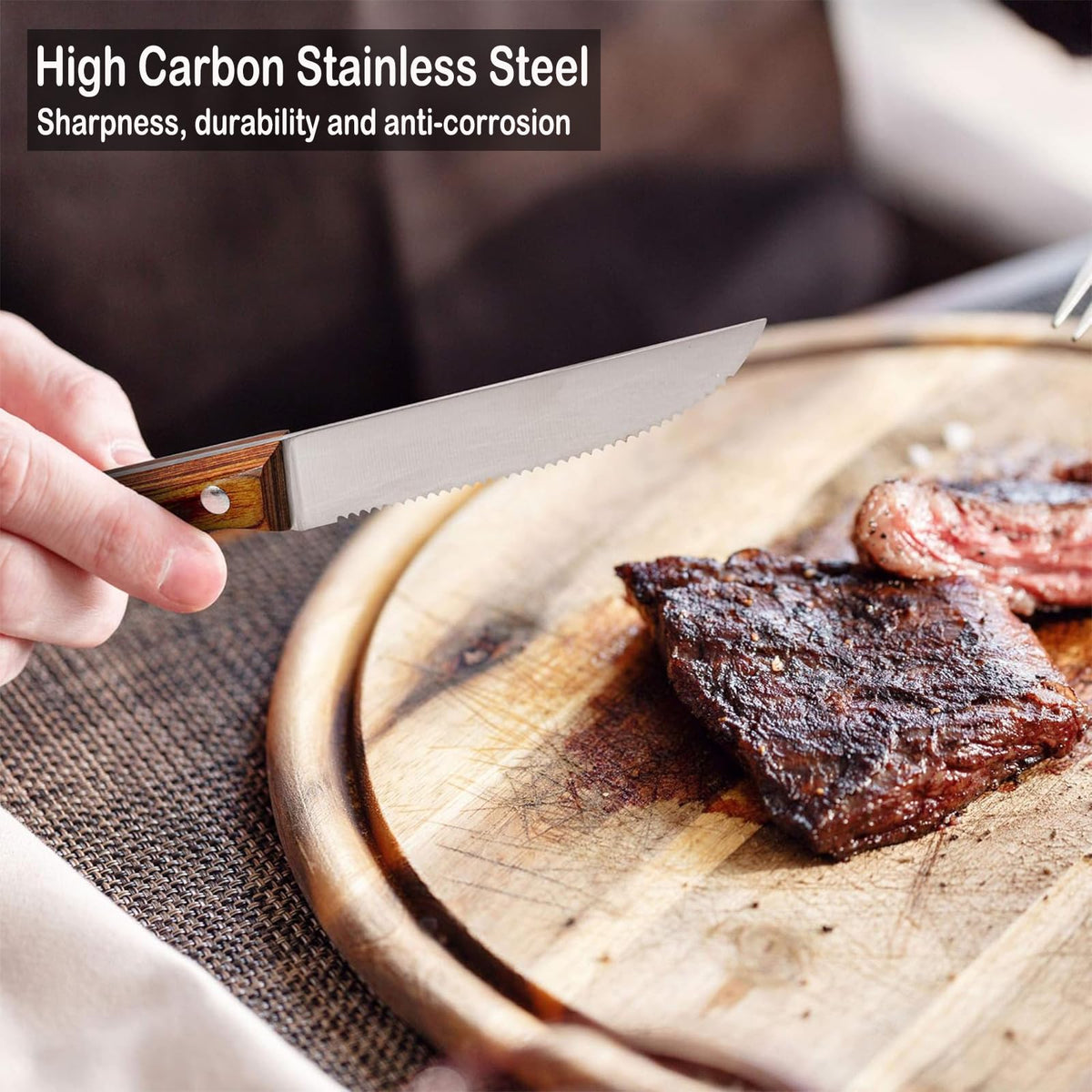 JXWING high-carbon steel edge delivers durable performance for everyday meals.