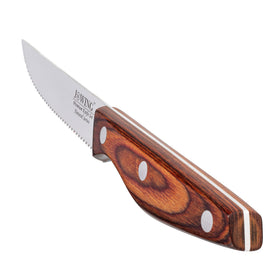 JXWING pakkawood full-tang handle close-up emphasizing durability and comfortable grip.