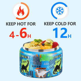 JXXM blue dinosaur thermo jar ideal for kid lunch and snacks.