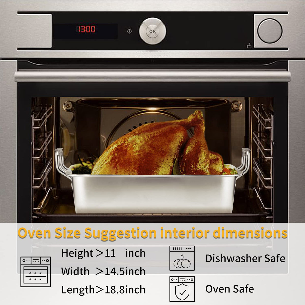 JY COOKMENT dishwasher-safe roaster simplifies cleanup after meals.