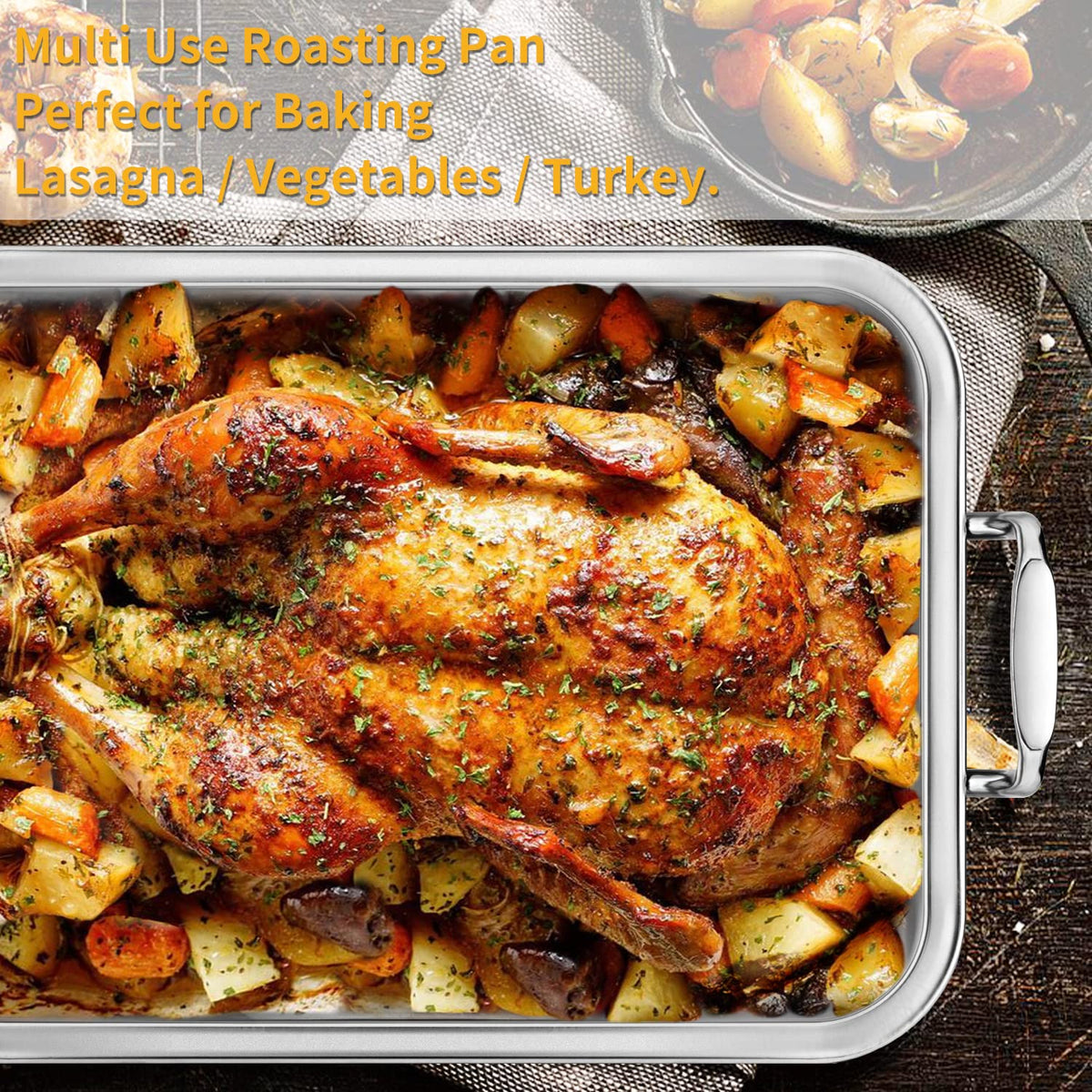 JY COOKMENT 4-inch depth keeps juices contained for flavorful results.