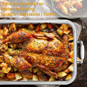 JY COOKMENT 4-inch depth keeps juices contained for flavorful results.