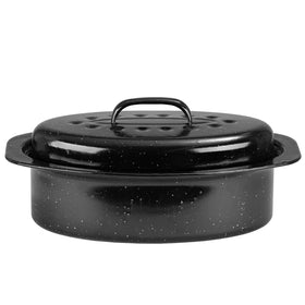JY COOKMENT granite roaster 13-inch oval pan for compact roasts and sides