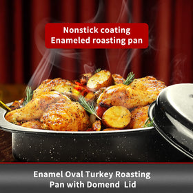 JY COOKMENT granite roaster with dome lid to seal moisture