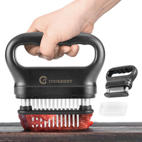 JY COOKMENT meat tenderizer blade closeup, 48 needles promoting even texture and marinade uptake.