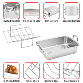 JY COOKMENT sturdy riveted handles provide secure lifting of hot roasts.