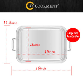 JY COOKMENT large pan fits a 20 lb turkey with room for sides.