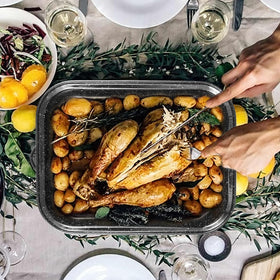 JY COOKMENT lid doubles as open roasting pot for versatile cooking.