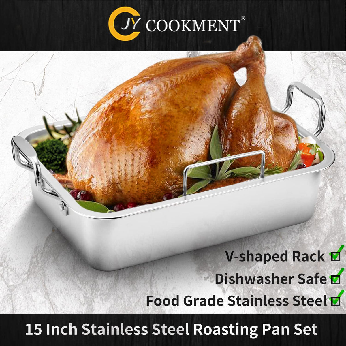 JY COOKMENT V-rack elevates poultry for even browning.