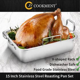 JY COOKMENT V-rack elevates poultry for even browning.