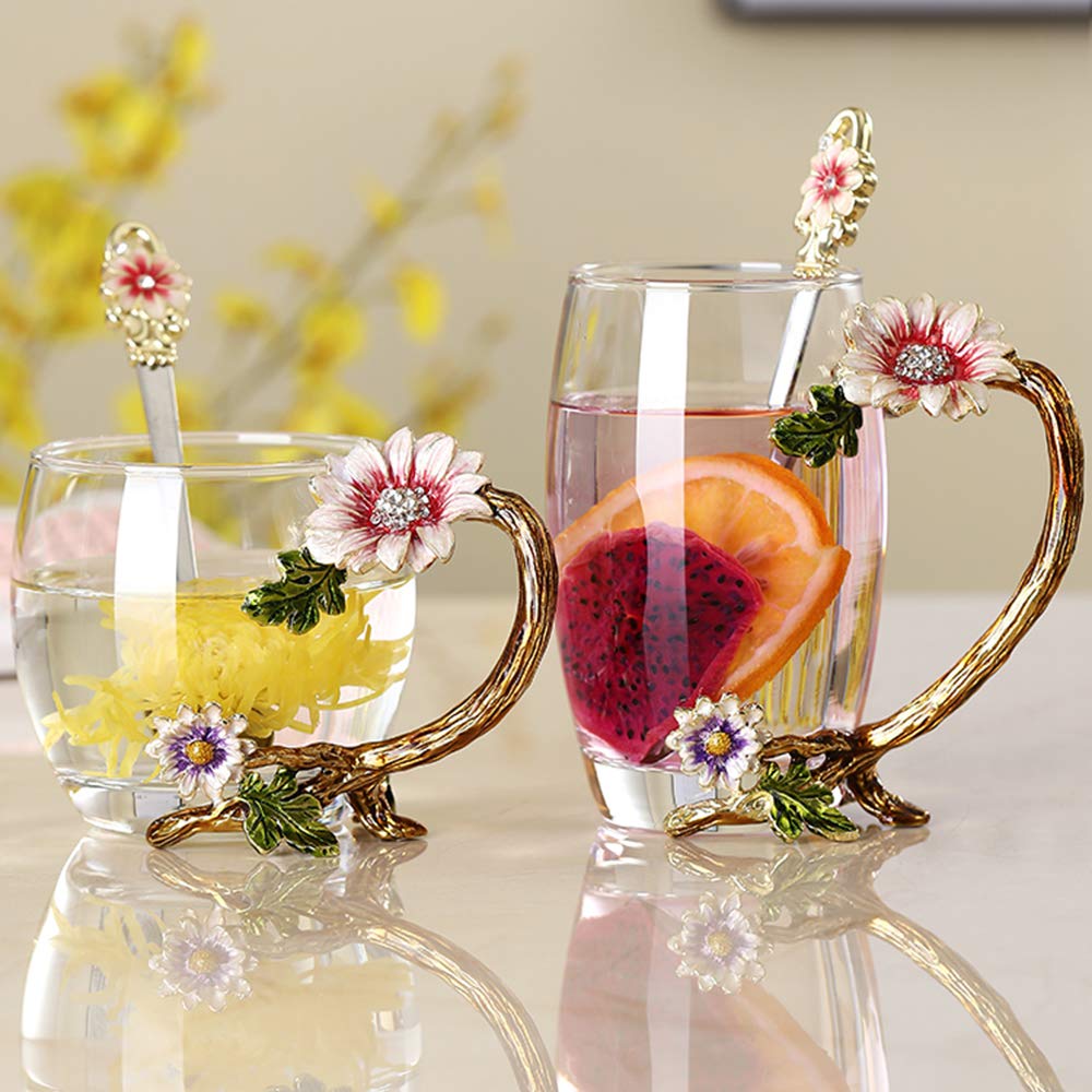 JY-Danbady sunflower enamel tea cup and spoon set ready for daily use
