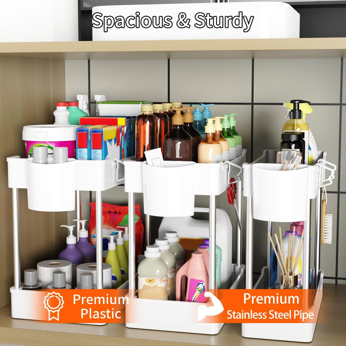 JYSMYWS hanging cups attachment keeps sponges and brushes within reach.