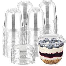 Jycnolm 12oz dessert cups with lids for parfaits and desserts, keeps portions fresh.