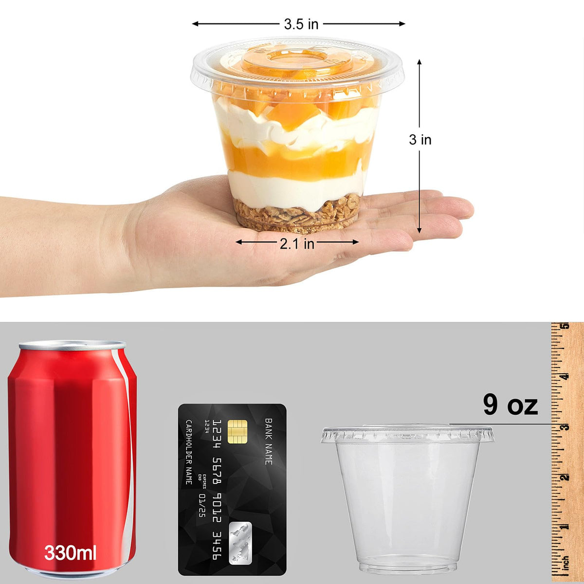 Jycnolm 9oz clear cup with lid seal closeup showing leak-proof edge.