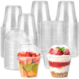 Jycnolm 9oz clear cups with dome lids for fresh, attractive desserts