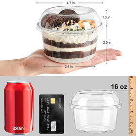 Jycnolm clear dome lids fit securely to keep desserts fresh during transport