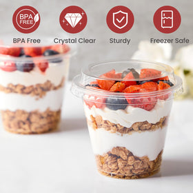 Jycnolm stackable dessert cups designed for space-saving prep and service