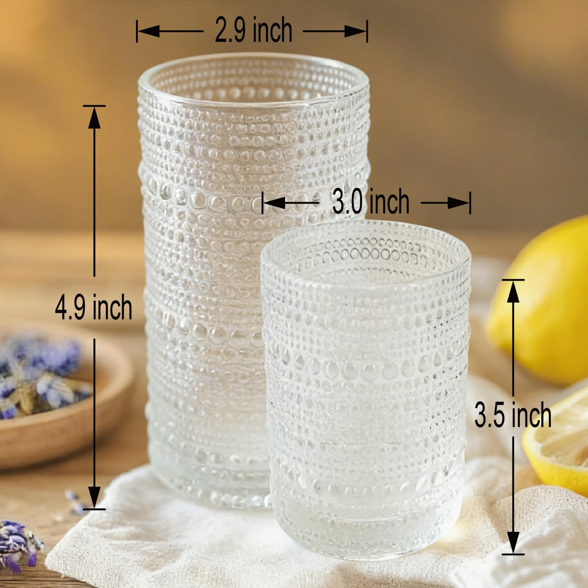 JYlanglin Hobnail cocktail glass 10oz showcases embossed design for elegant drinks