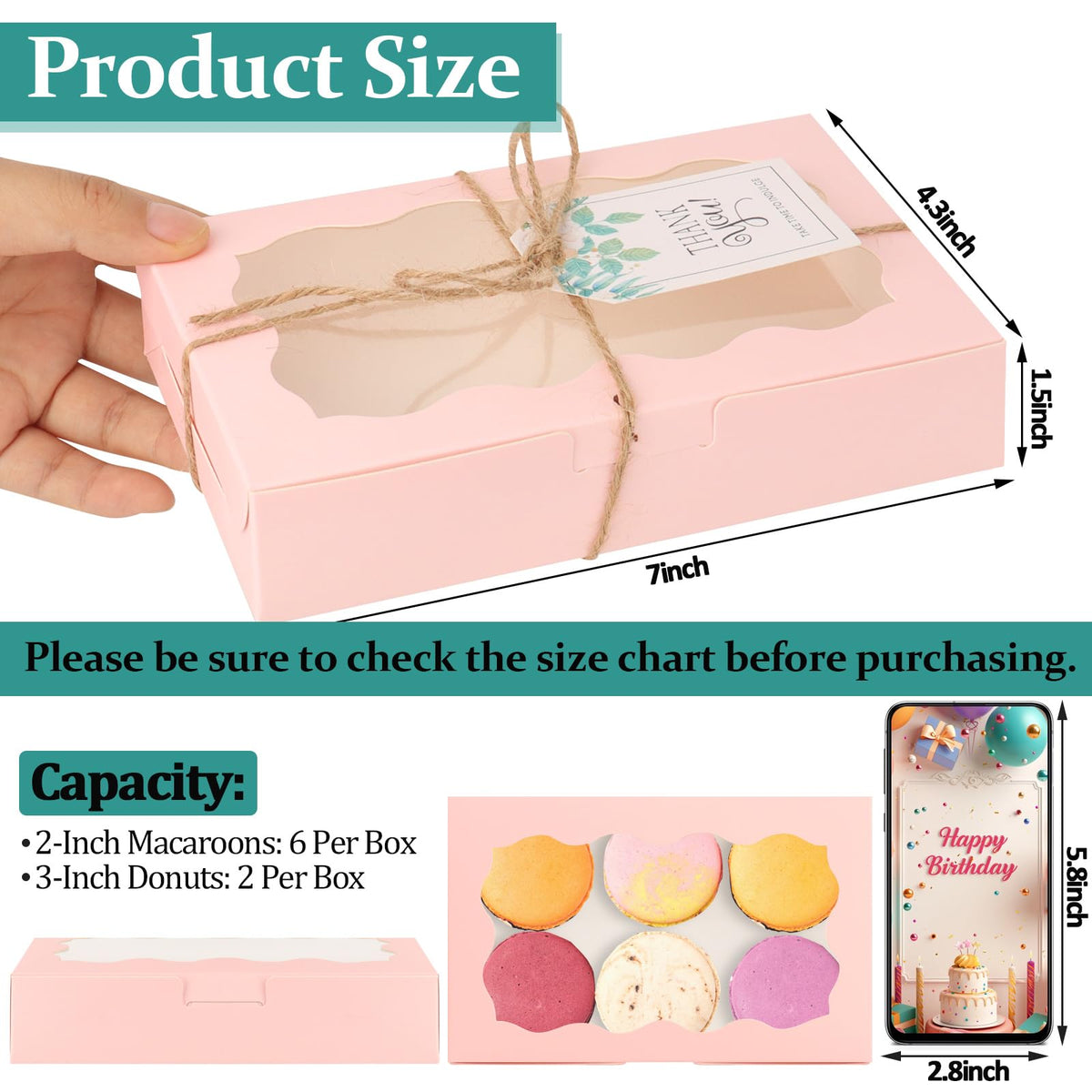 Jyongmer clear-window pastry box highlights desserts while staying sturdy for transport.