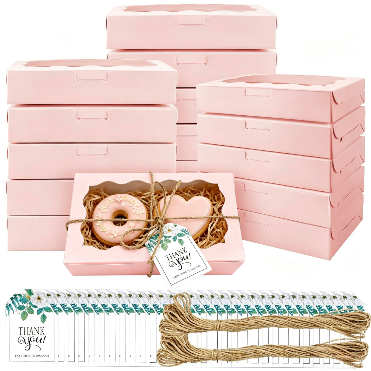 Jyongmer pink kraft cookie box with window showcases treats beautifully for gifting.