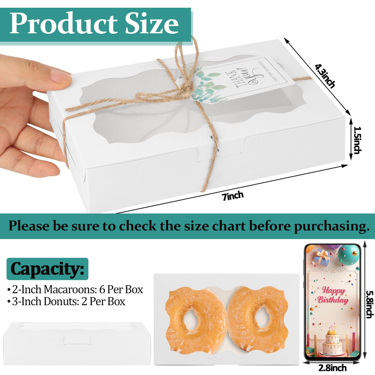 Jyongmer white kraft pastry box with tag and twine