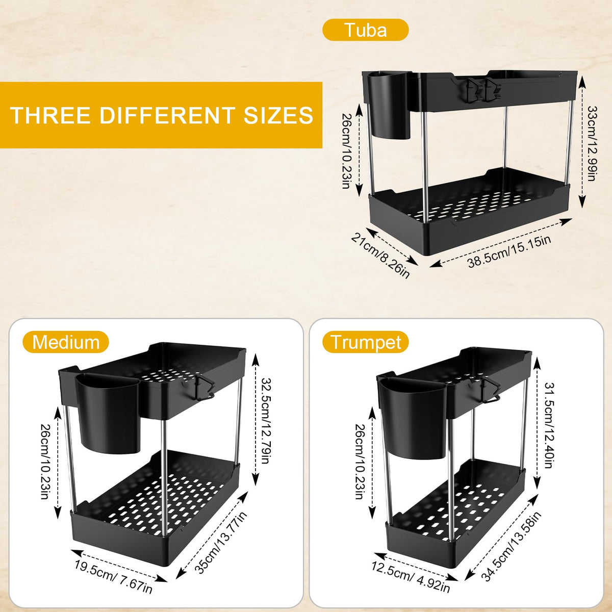 JYSMYWS kitchen cabinet organizer helps stash cleaners and spices neatly.
