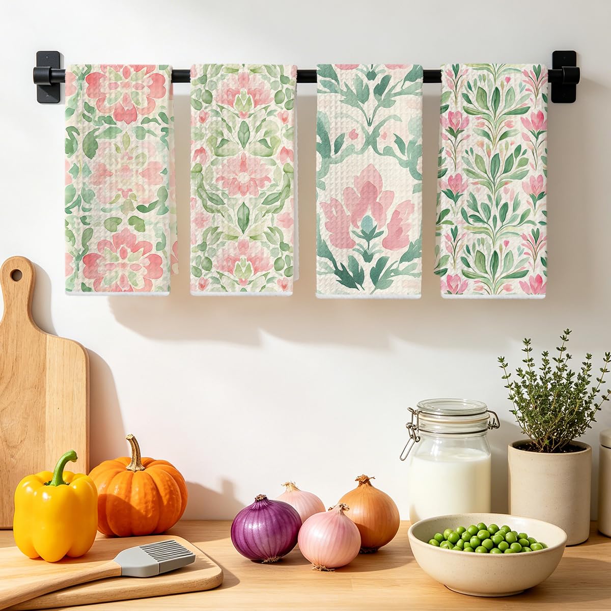 Jztco durable waffle hand towels provide long-lasting drying for dishes and hands.