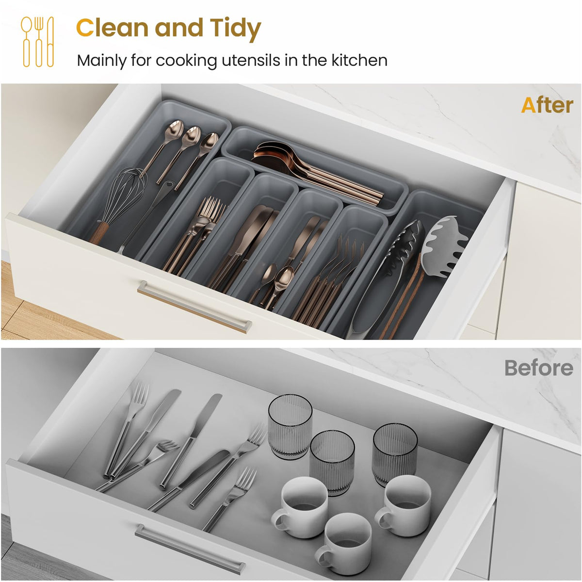 K KORKUAN large compartments accommodate knives and larger utensils