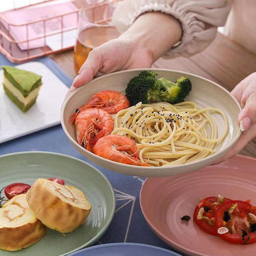 K Y KANGYUN 9in Wheat Straw Plate in blue, lightweight for easy handling.