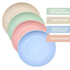 K Y KANGYUN 9in Wheat Straw Plate full set, four colors for every mealtime.