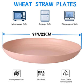 K Y KANGYUN 9in Wheat Straw Plate in yellow, perfect for kids' lunches or family dinners.