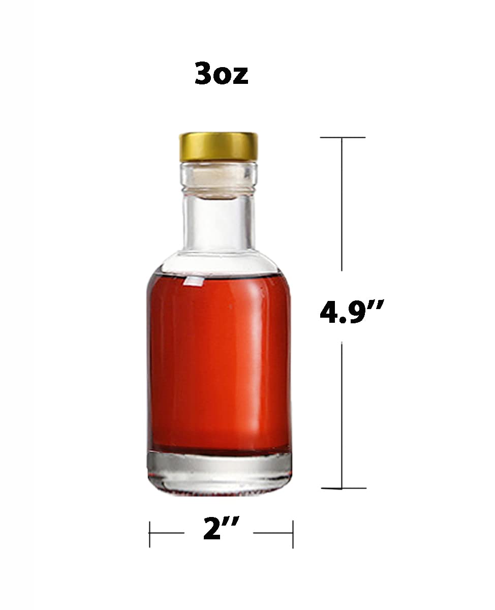 Kaachli transparent round glass bottle with cork cap, easy to grip and view contents.