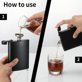 Kabuda 8oz hip flask close-up cap showing leakproof seal.