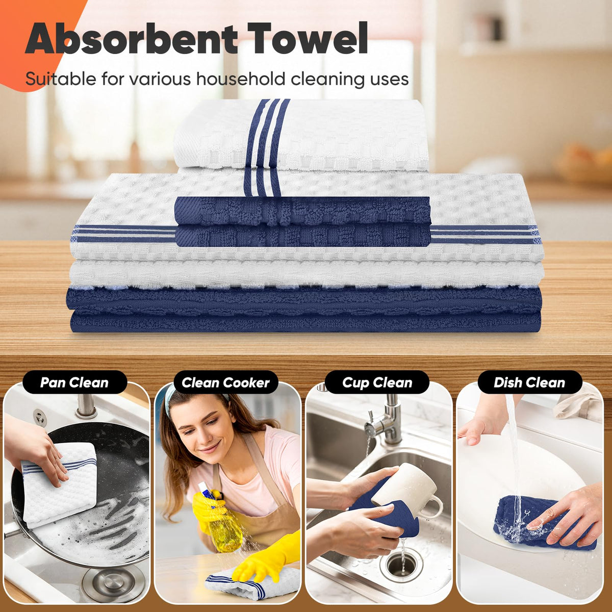 KacNacPro dish cloths quick drying cotton ideal for wiping and drying dishes.