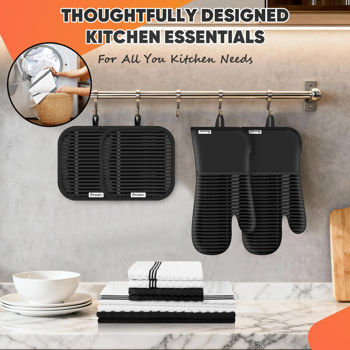 KacNacPro oven set features silicone grip for secure handling of hot cookware.