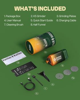 KACTUSKUTTER K5 easy press-to-start action for quick grinding.