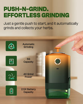 KACTUSKUTTER K5 chamber shows 5 g capacity for small-batch grinding.