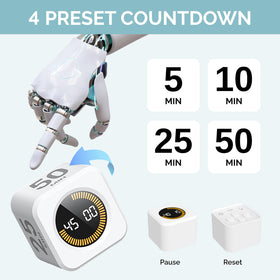 KADAMS timer visual showing preset countdown options for focused sessions.