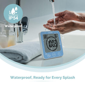 KADAMS timer countdown in a bathroom setting for precise routine control.