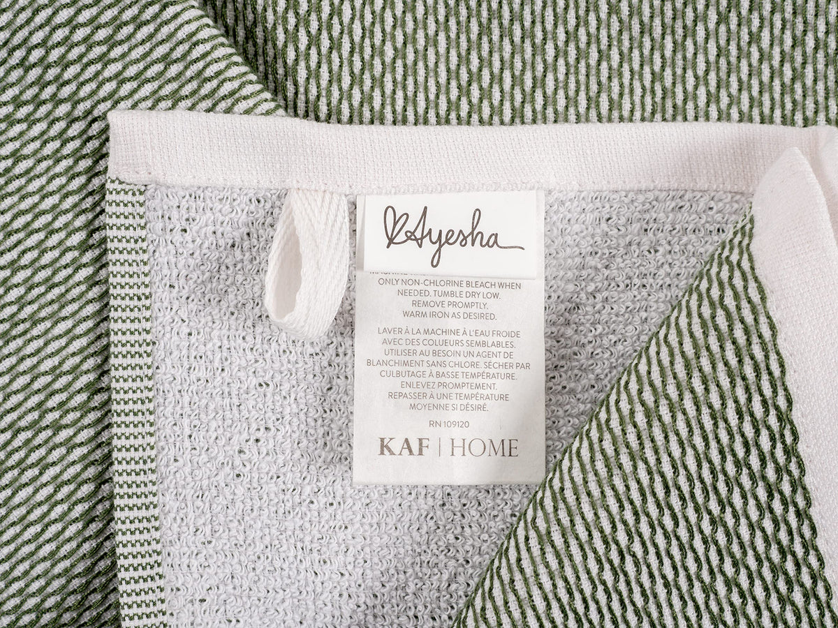 KAF Home Ayesha Curry towel set, green, large 18x28 inches ideal for drying dishes.