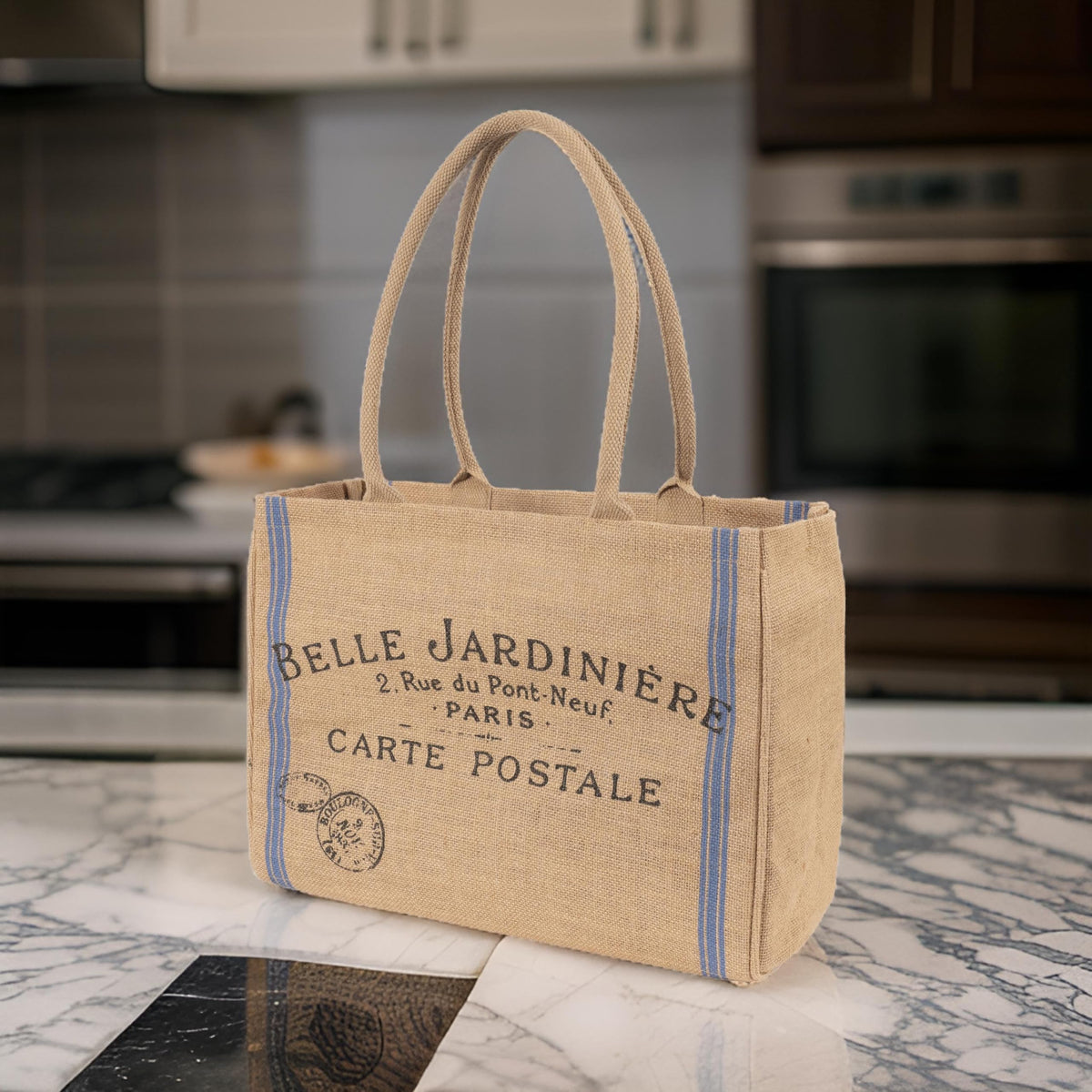 Reinforced bottom on KAF Home Jute Market Tote for stability