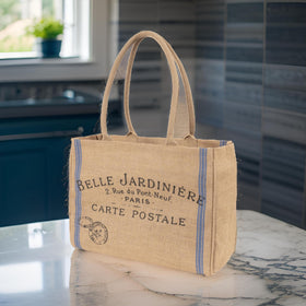 Dimensions of KAF Home Jute Market Tote highlighting capacity