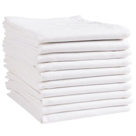 KAF Home white kitchen towels folded for display, showcasing size and durability